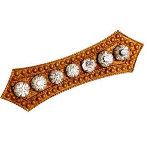 Antique Art Deco Brass Bar Brooch with Clear Rhinestones c1915 Edwardian Style